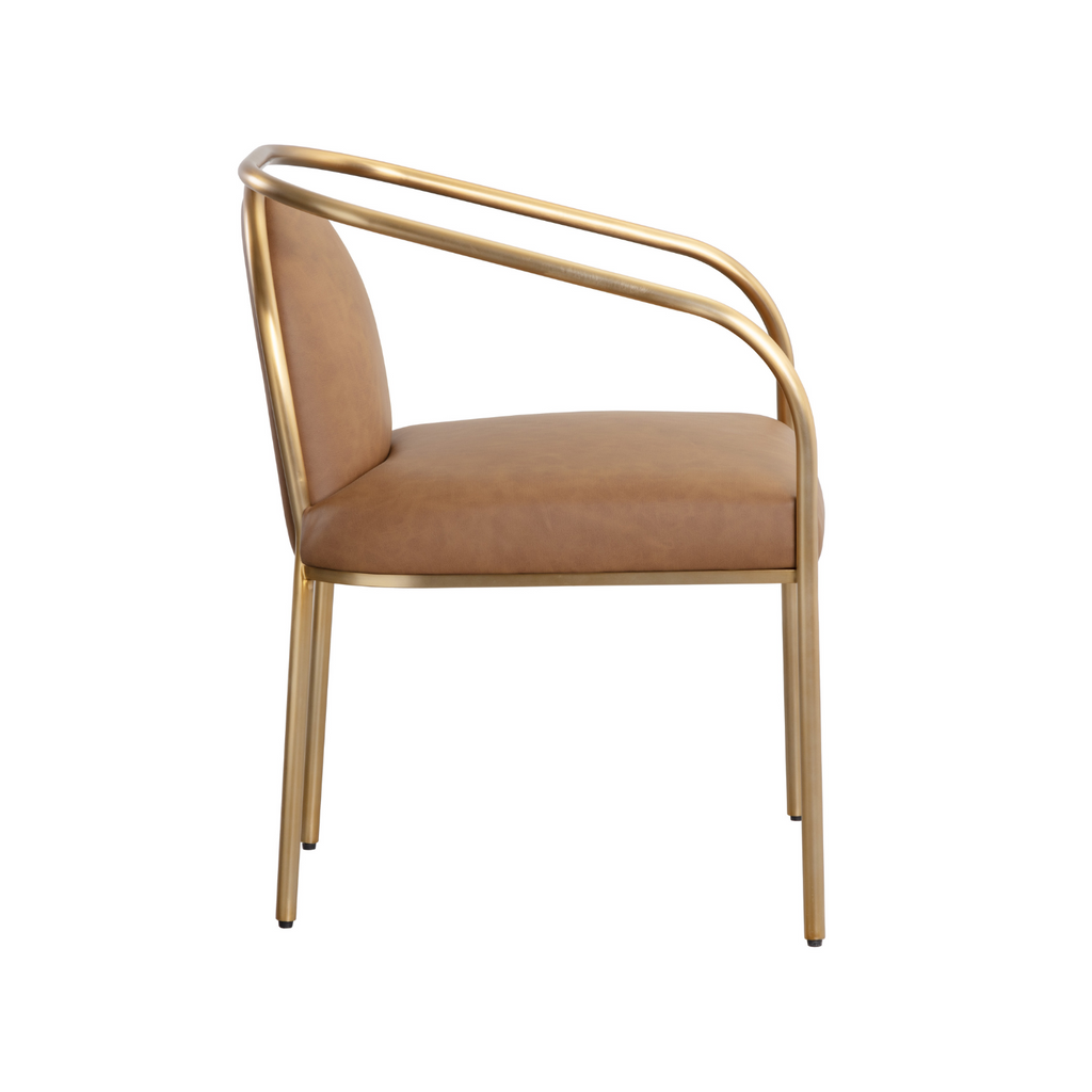Classic Leather Dining Chair | Powder-Coated Finish