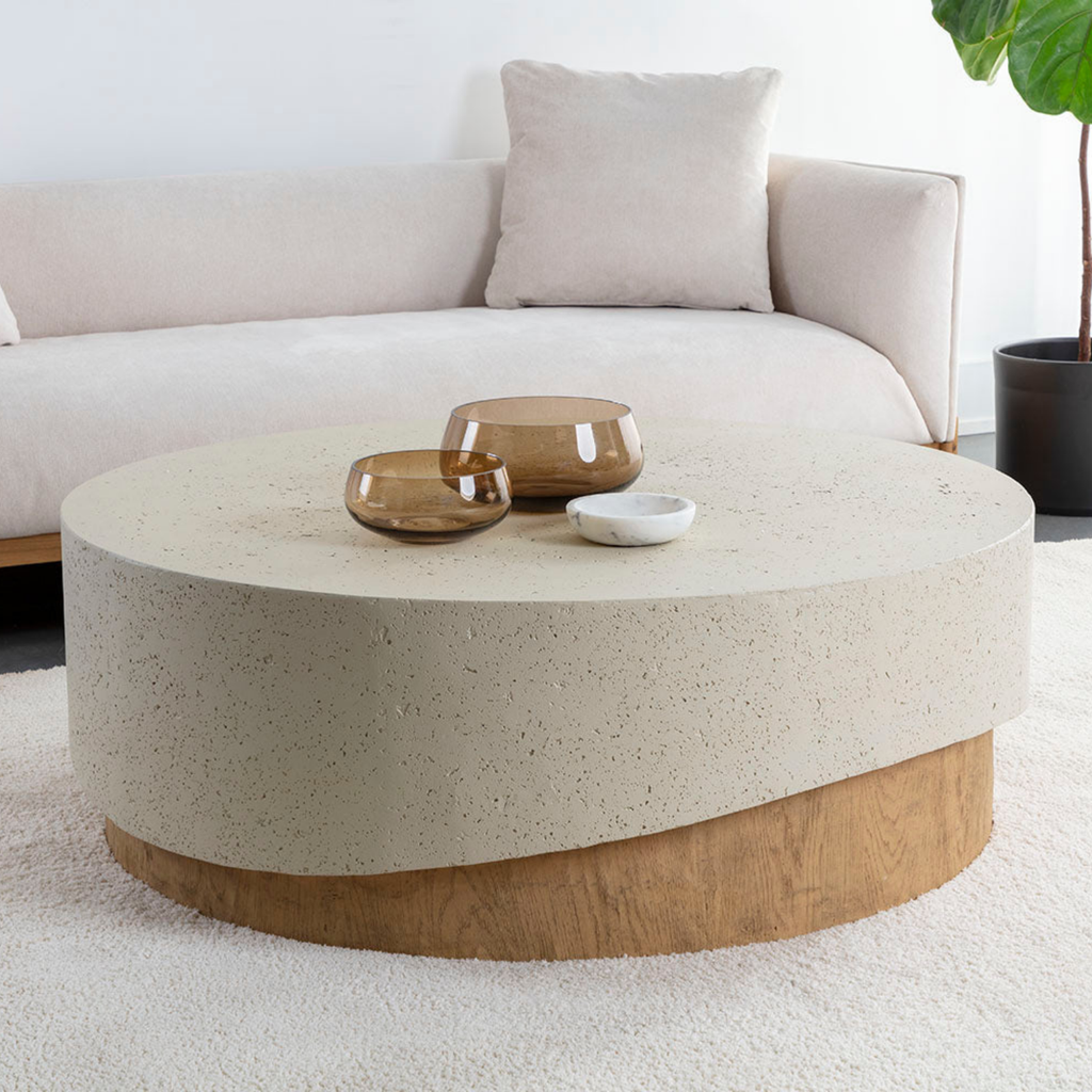 Modern Fibre-Reinforced Concrete Coffee Table with Sculptural - Outdoor