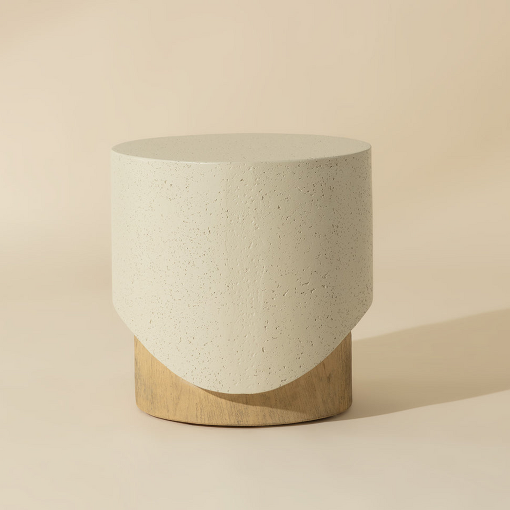 Modern Fibre-Reinforced Concrete Side Table with Sculptural - Outdoor