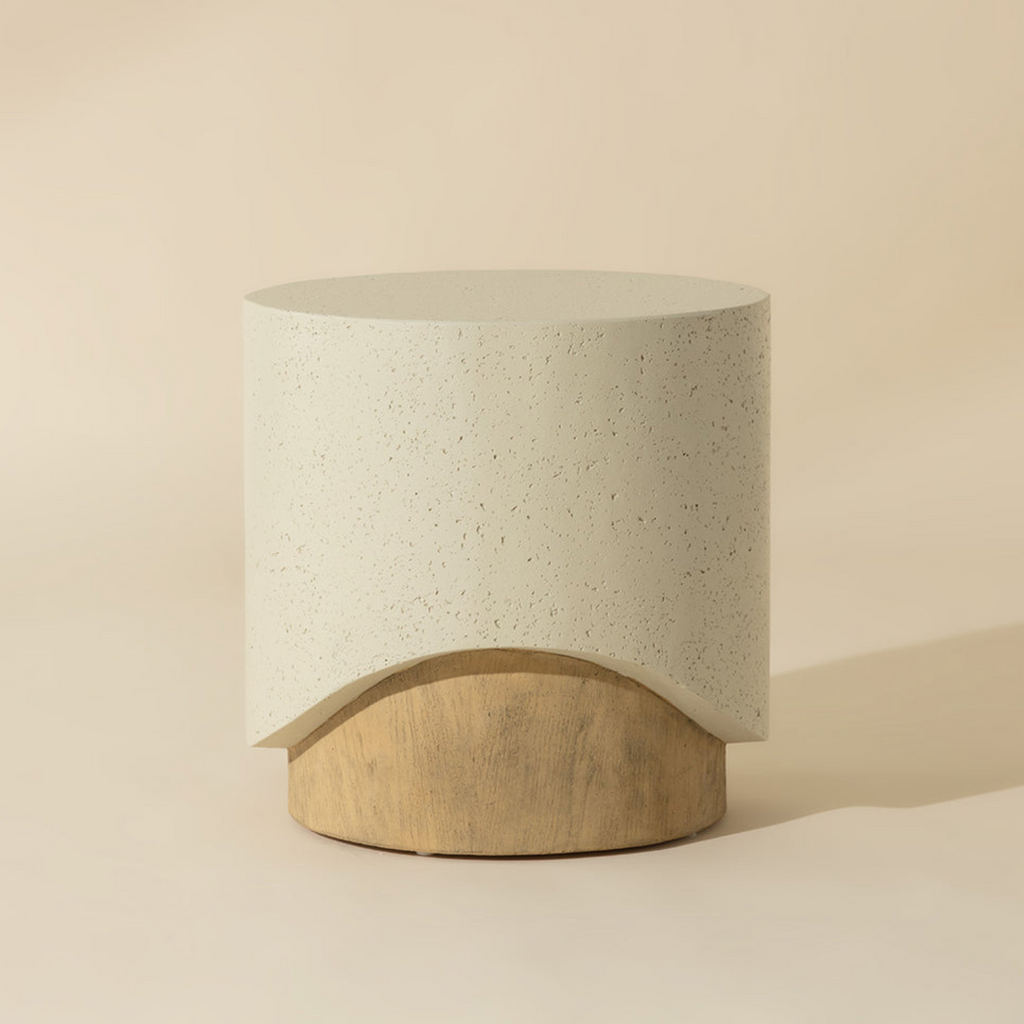 Modern Fibre-Reinforced Concrete Side Table with Sculptural - Outdoor