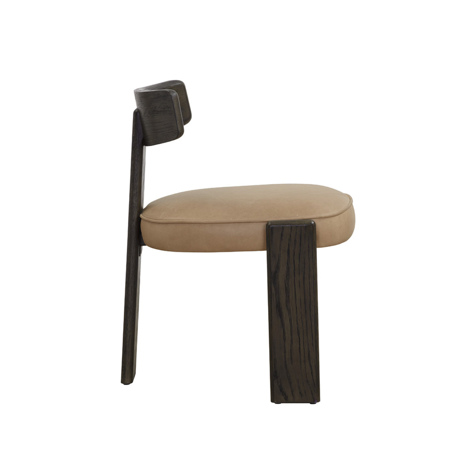 Modern Oak Dining Chair with Sculptural, Upholstered