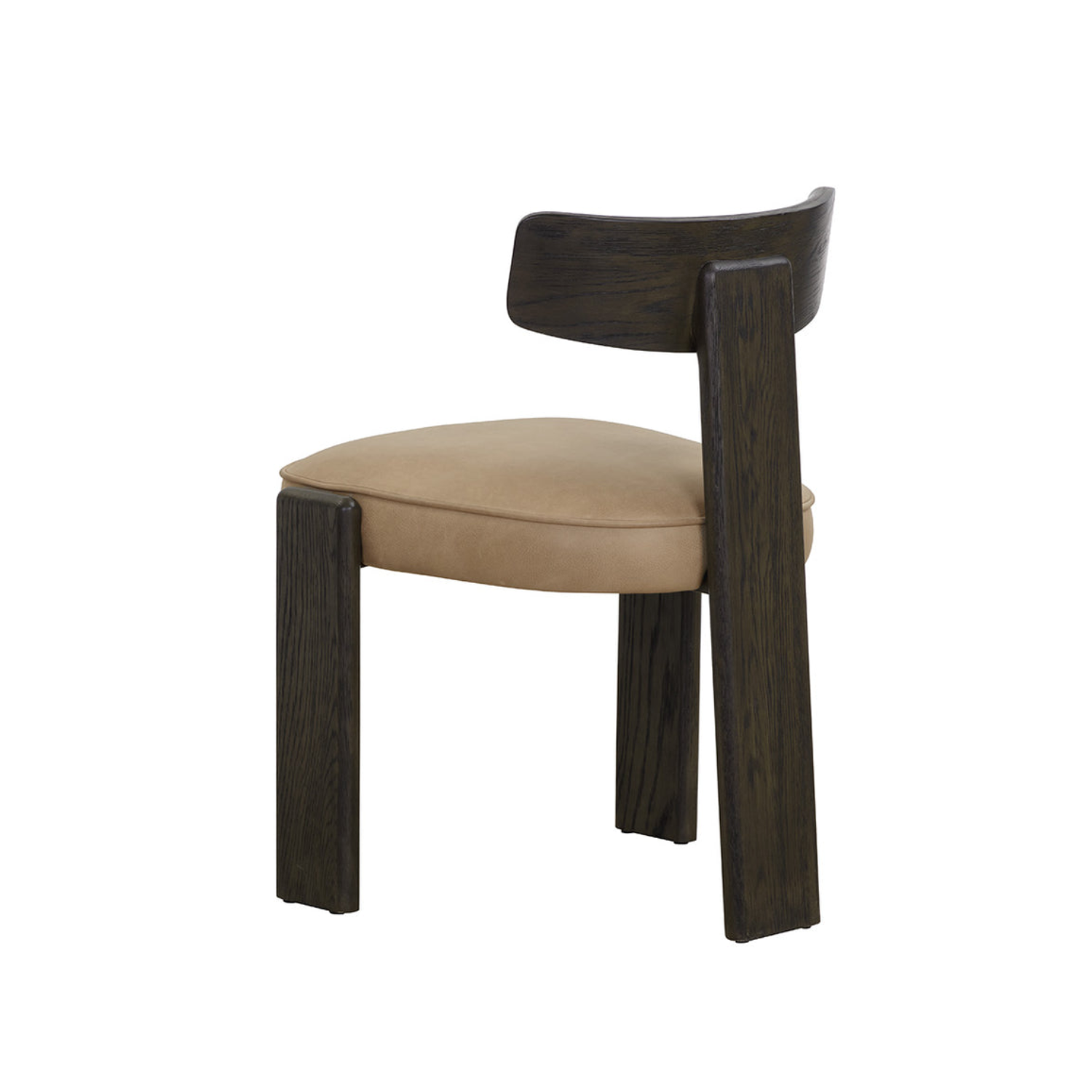 Modern Oak Dining Chair with Sculptural, Upholstered