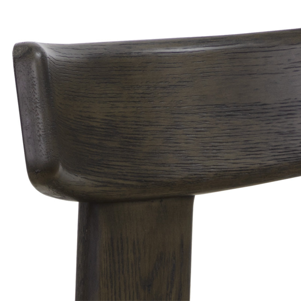 Modern Oak Dining Chair with Sculptural, Upholstered