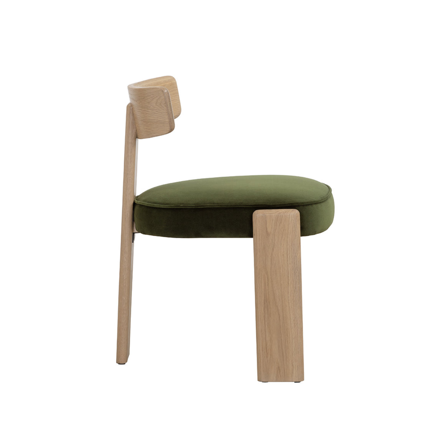 Modern Oak Dining Chair with Sculptural, Upholstered