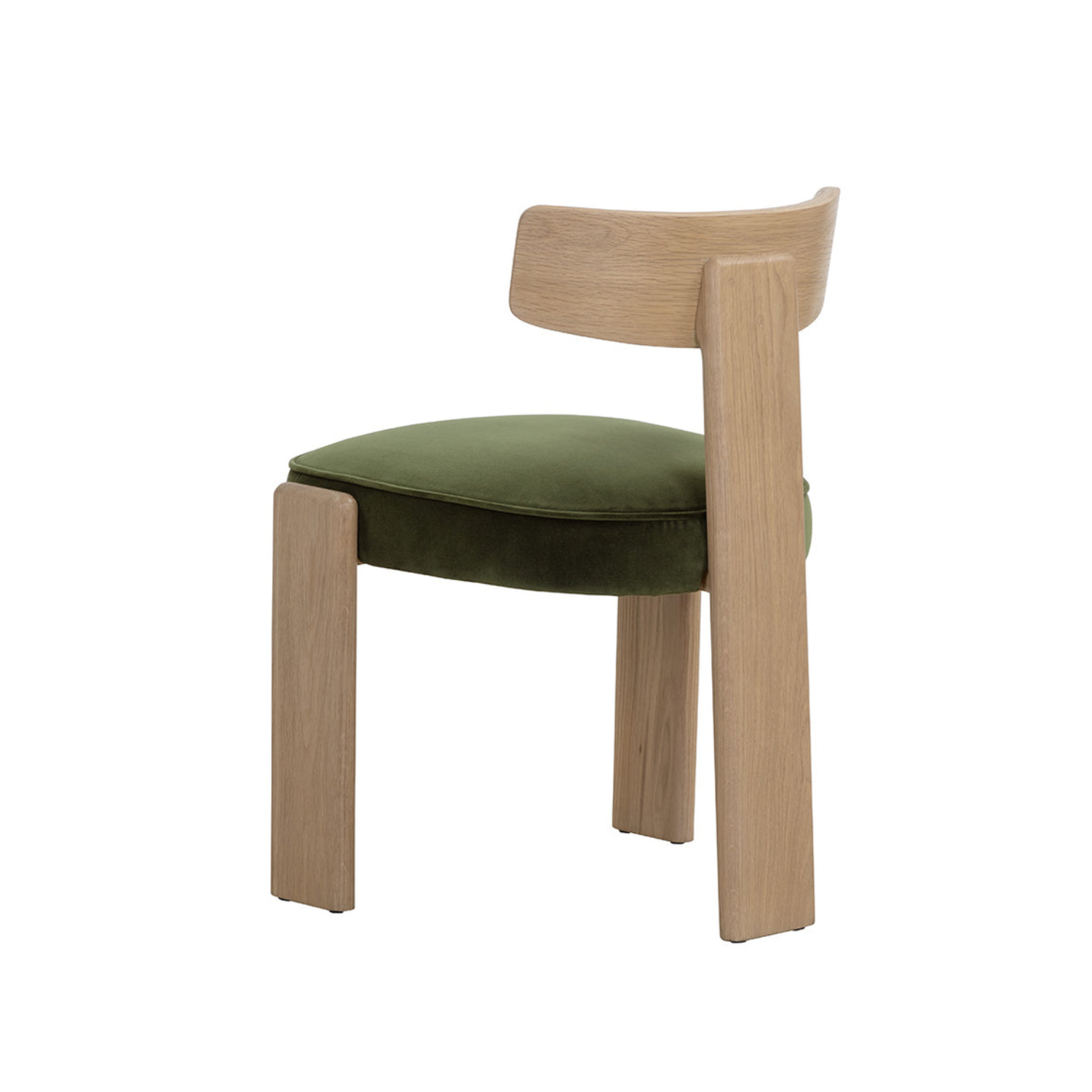 Modern Oak Dining Chair with Sculptural, Upholstered