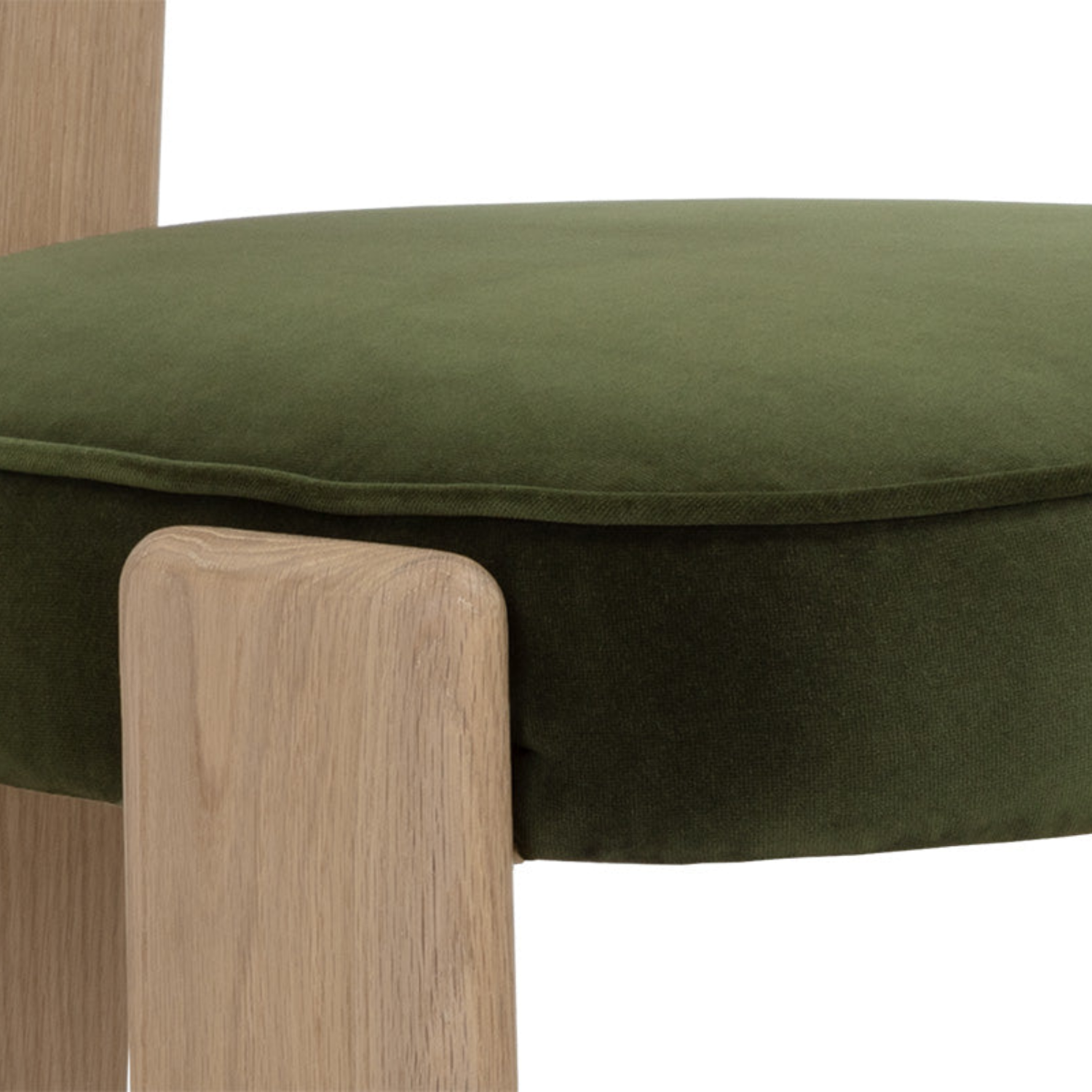 Modern Oak Dining Chair with Sculptural, Upholstered