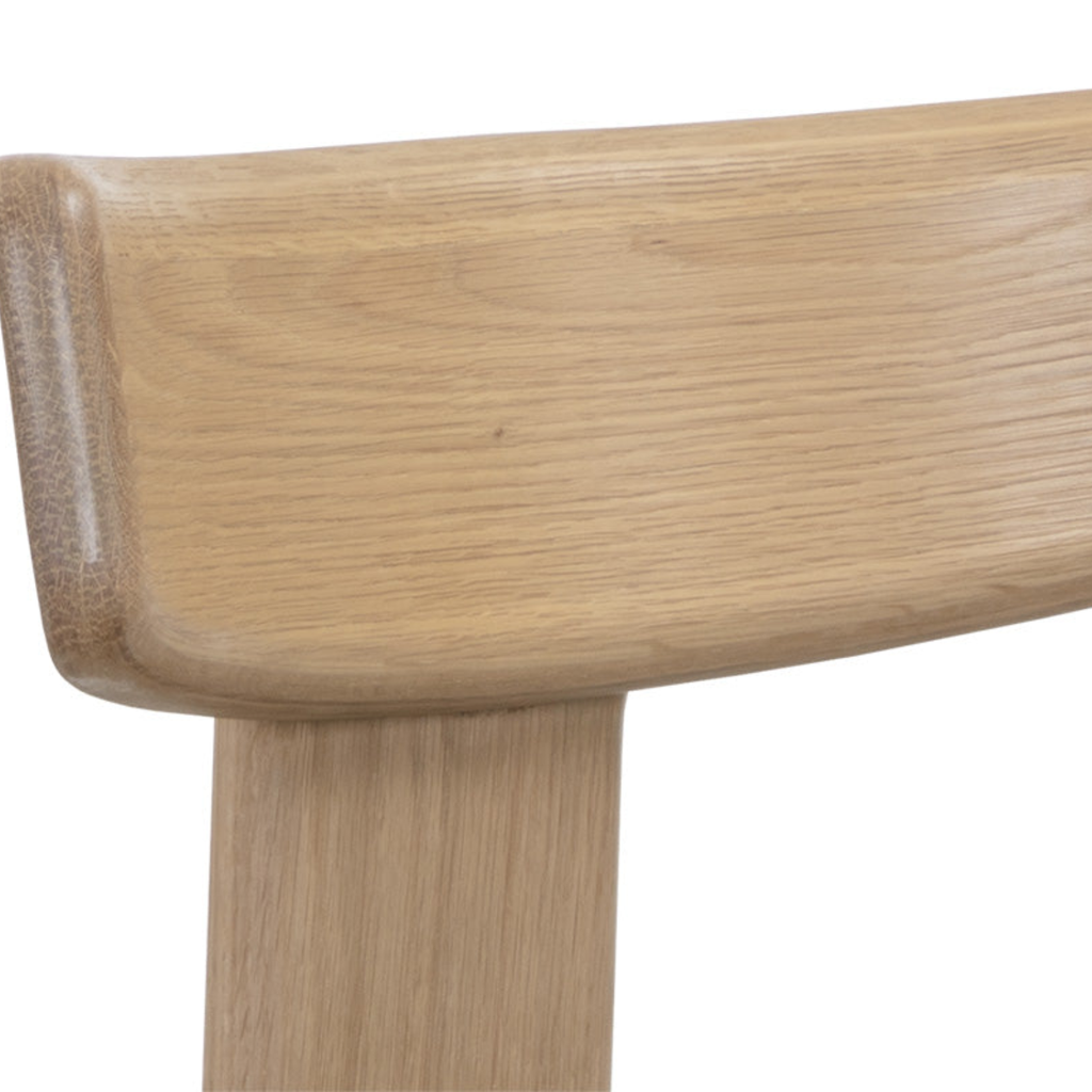 Modern Oak Dining Chair with Sculptural, Upholstered