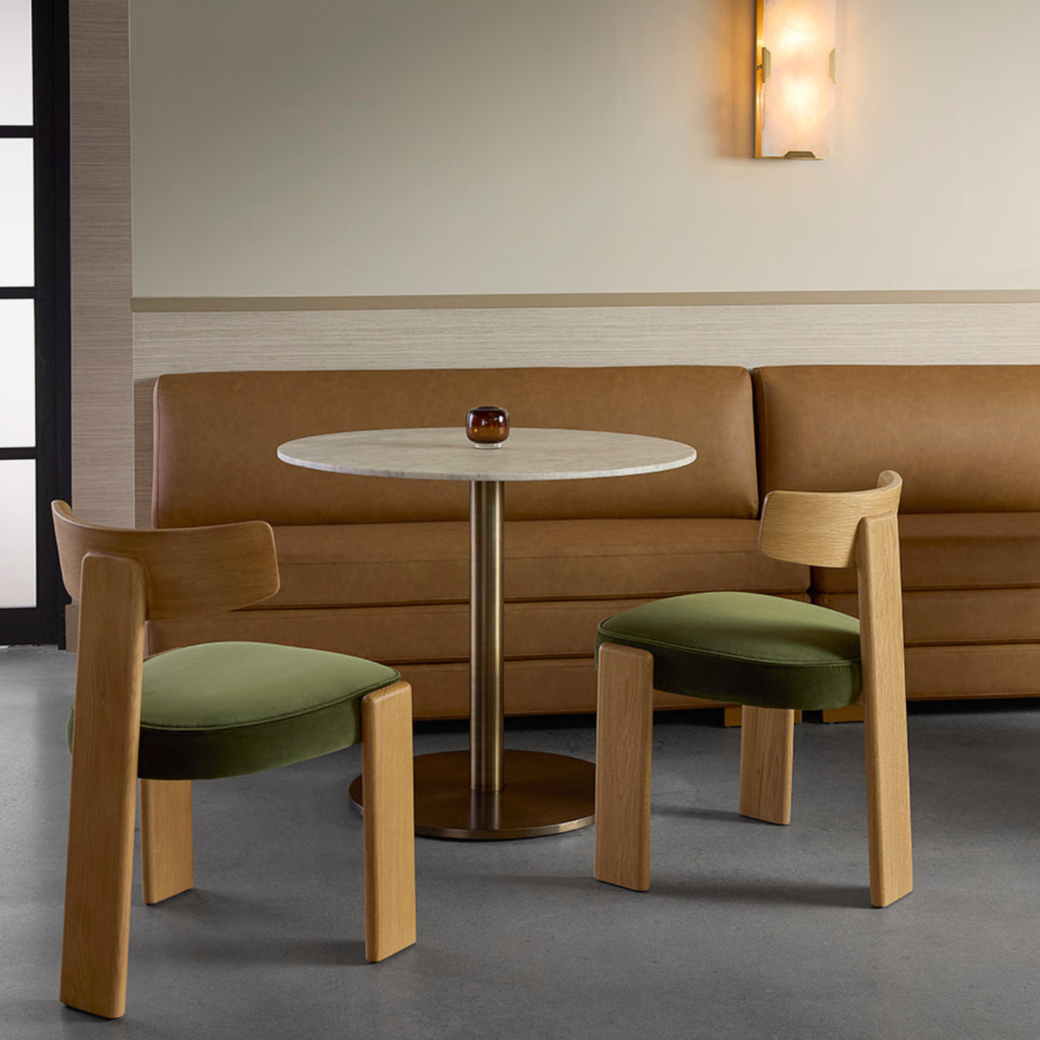 Modern Oak Dining Chair with Sculptural, Upholstered