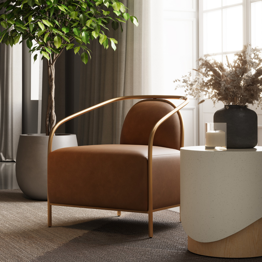 Classic Leather Lounge Chair | Powder-Coated Finish