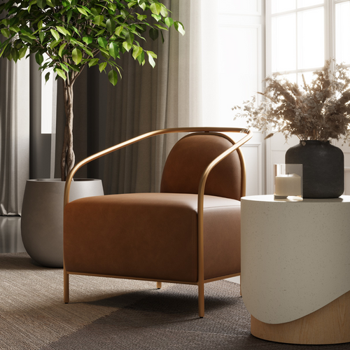 Classic Leather Lounge Chair | Powder-Coated Finish
