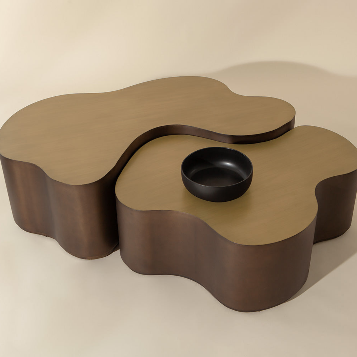Modern Powder-Coated Aluminum Coffee Table with Sculptural | Powder-Coated Finish