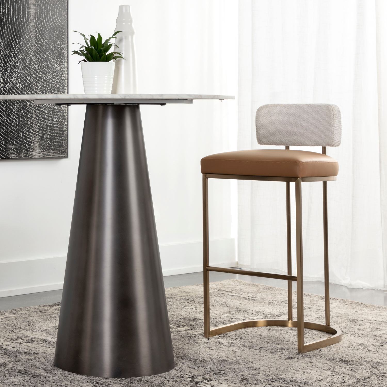 Classic Leather Bar/Counter Stool with Upholstered