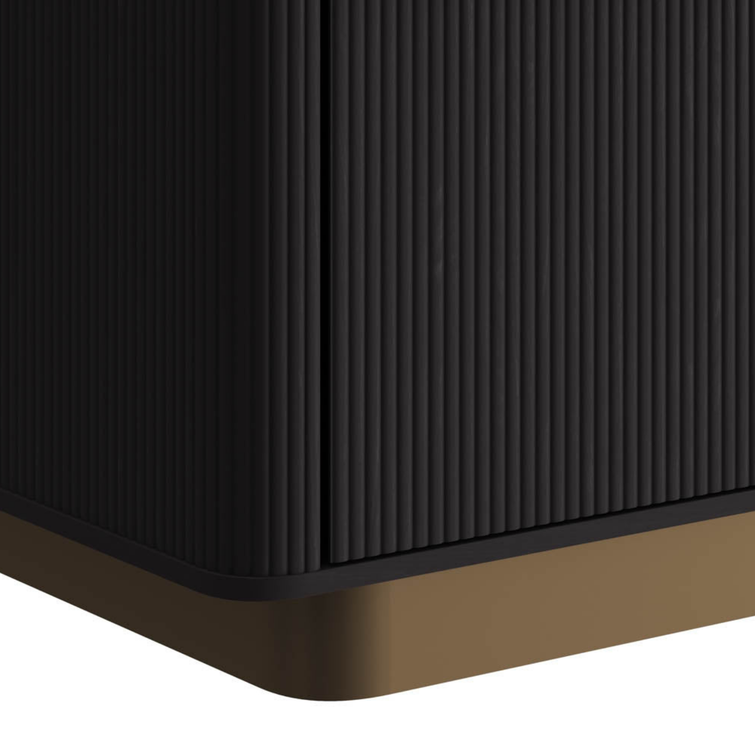 Modern Oak Nightstand with Sculptural, Fluted - Bedroom | Brushed Gold Finish