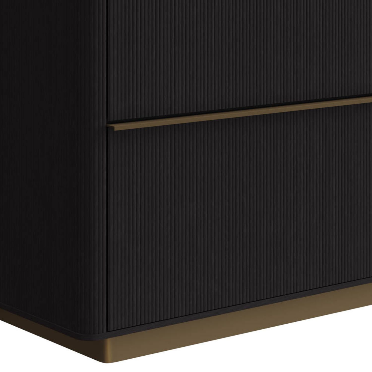 Modern Oak Dresser with Sculptural, Fluted - Bedroom | Brushed Gold Finish