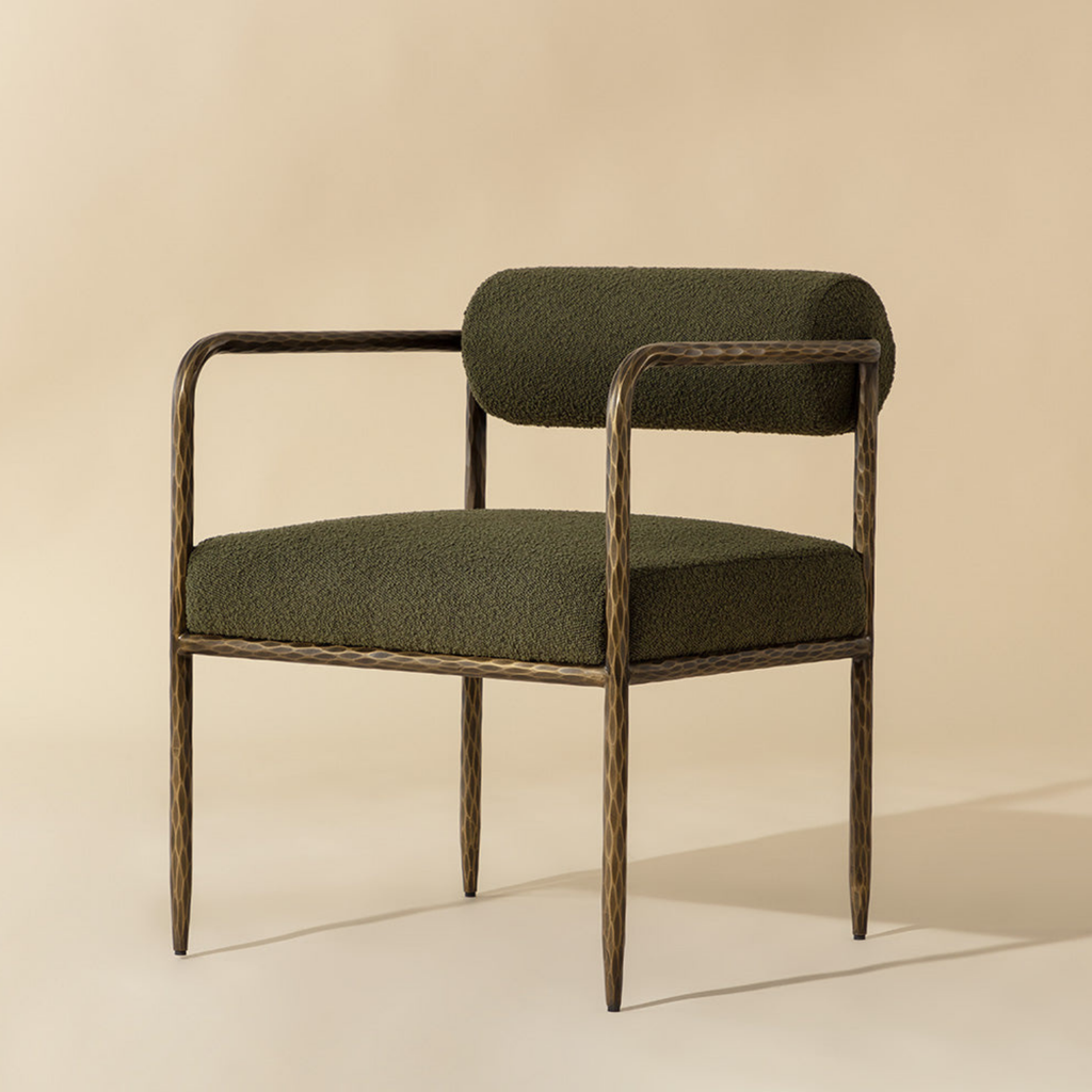 Industrial Iron Dining Chair with Upholstered