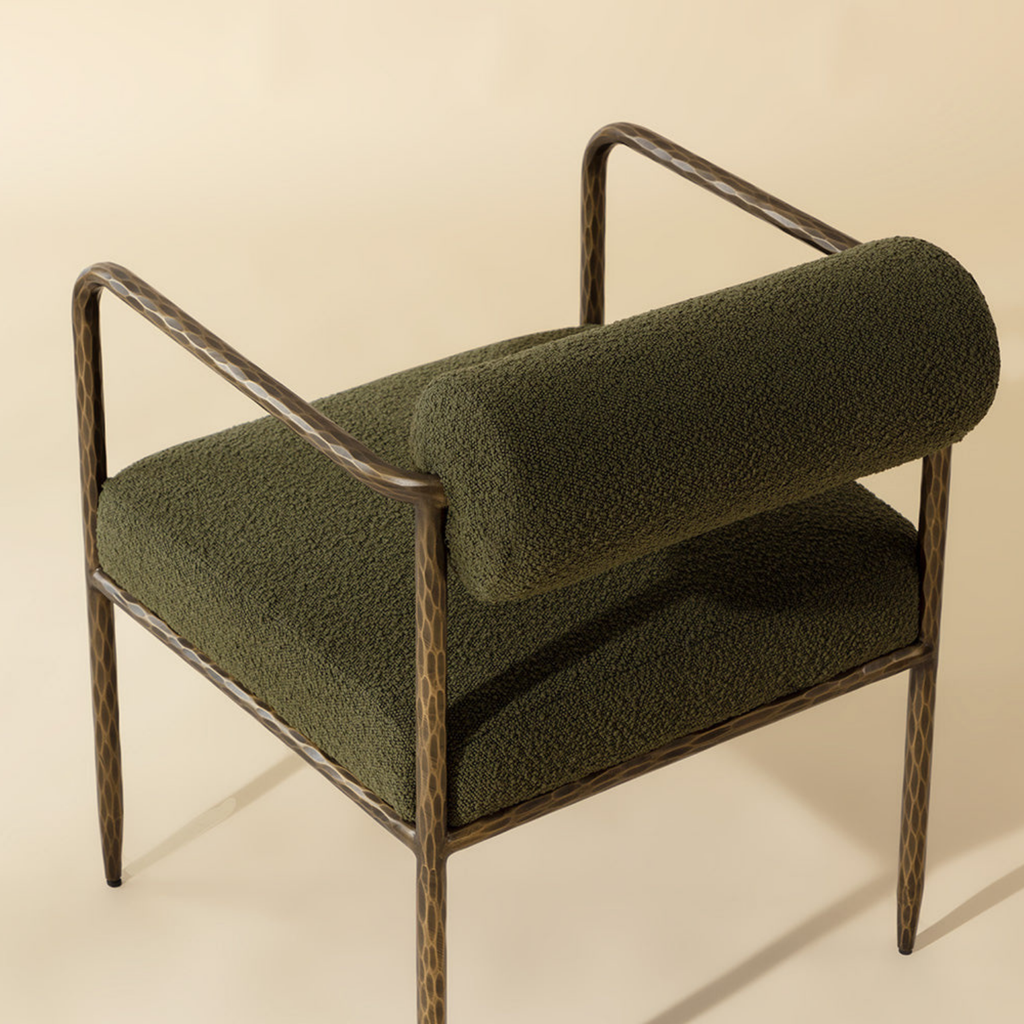 Industrial Iron Dining Chair with Upholstered