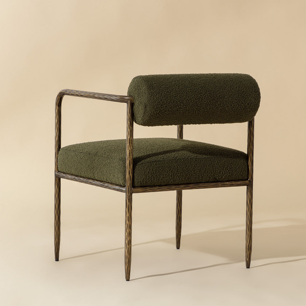 Industrial Iron Dining Chair with Upholstered