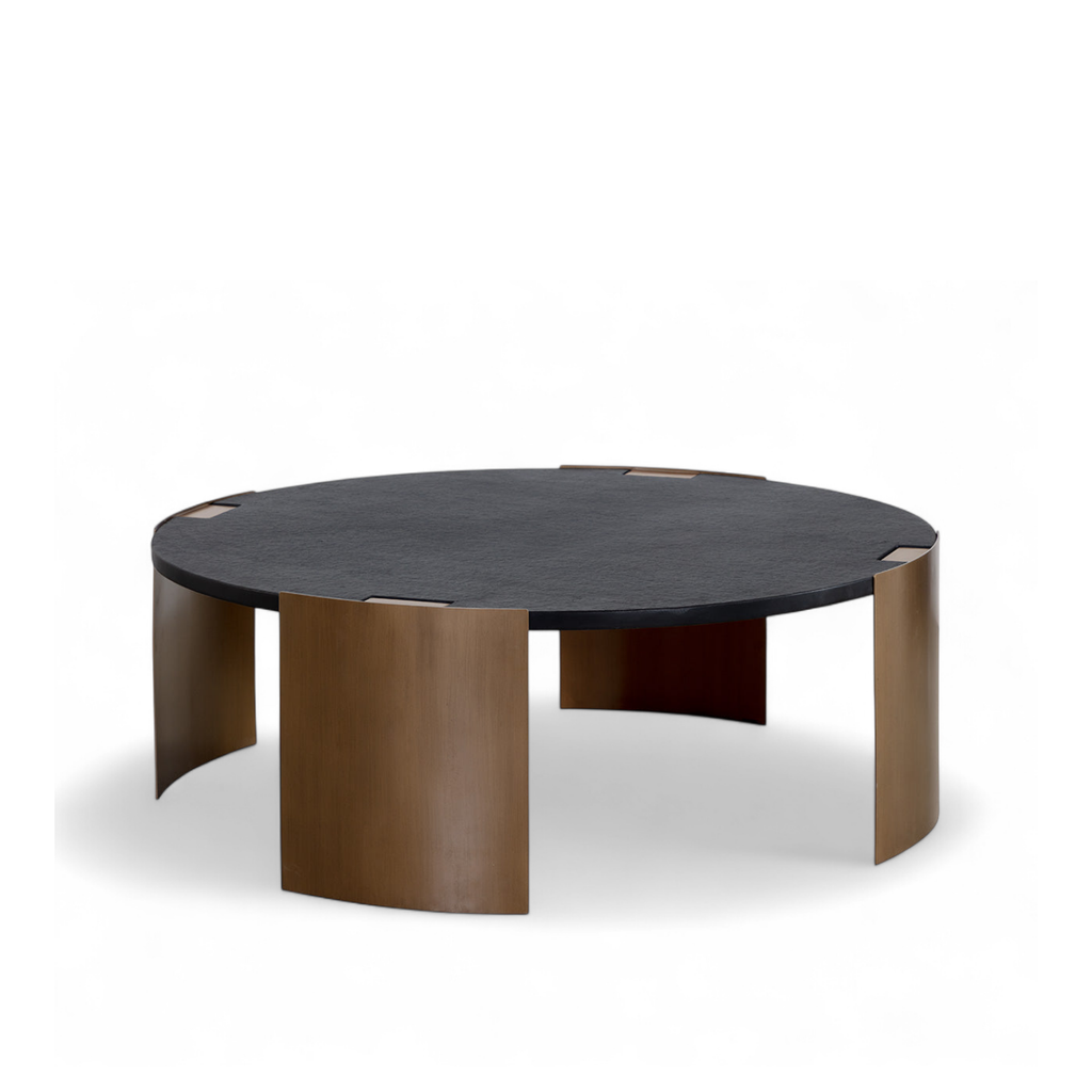 Modern Concrete Coffee Table with Sculptural, Round