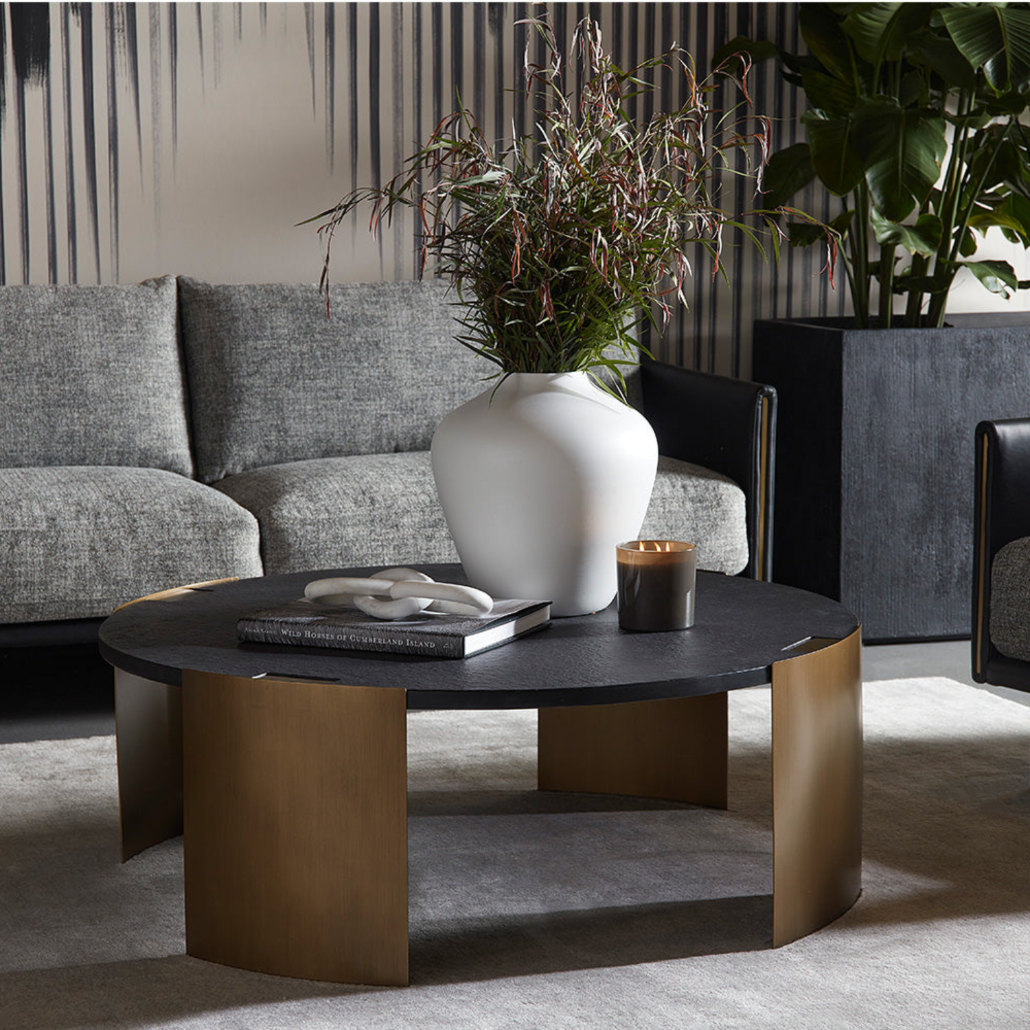 Modern Concrete Coffee Table with Sculptural, Round