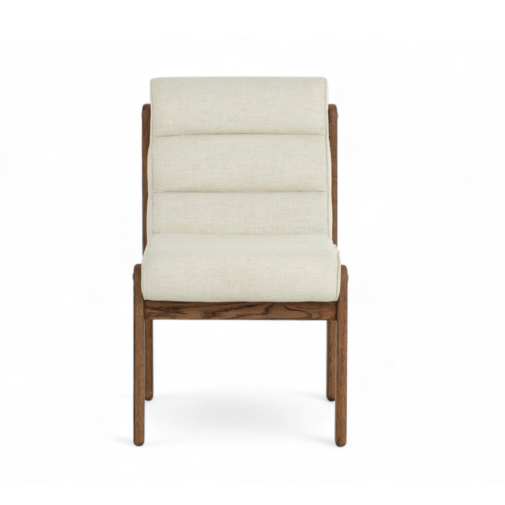Mid-Century Oak Dining Chair with Sculptural, Upholstered