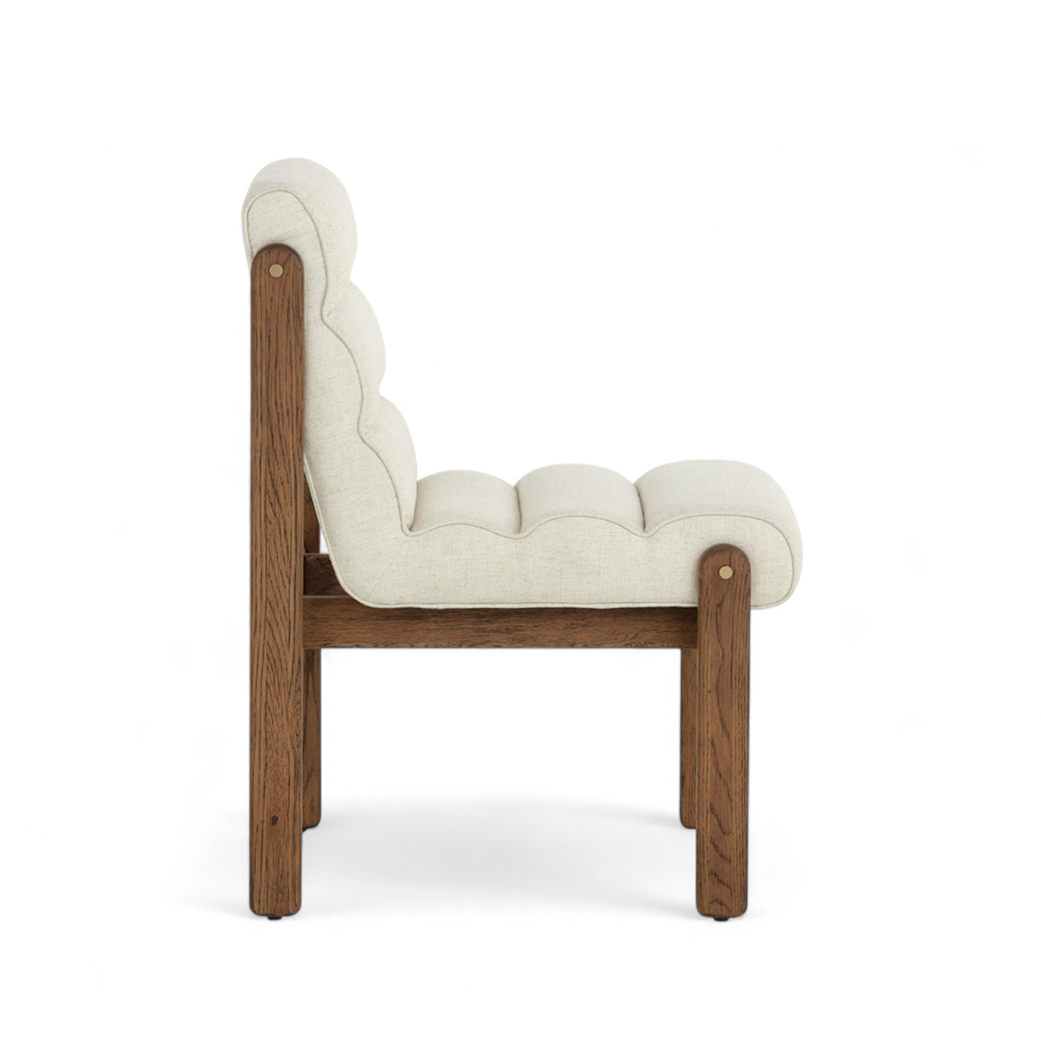 Mid-Century Oak Dining Chair with Sculptural, Upholstered