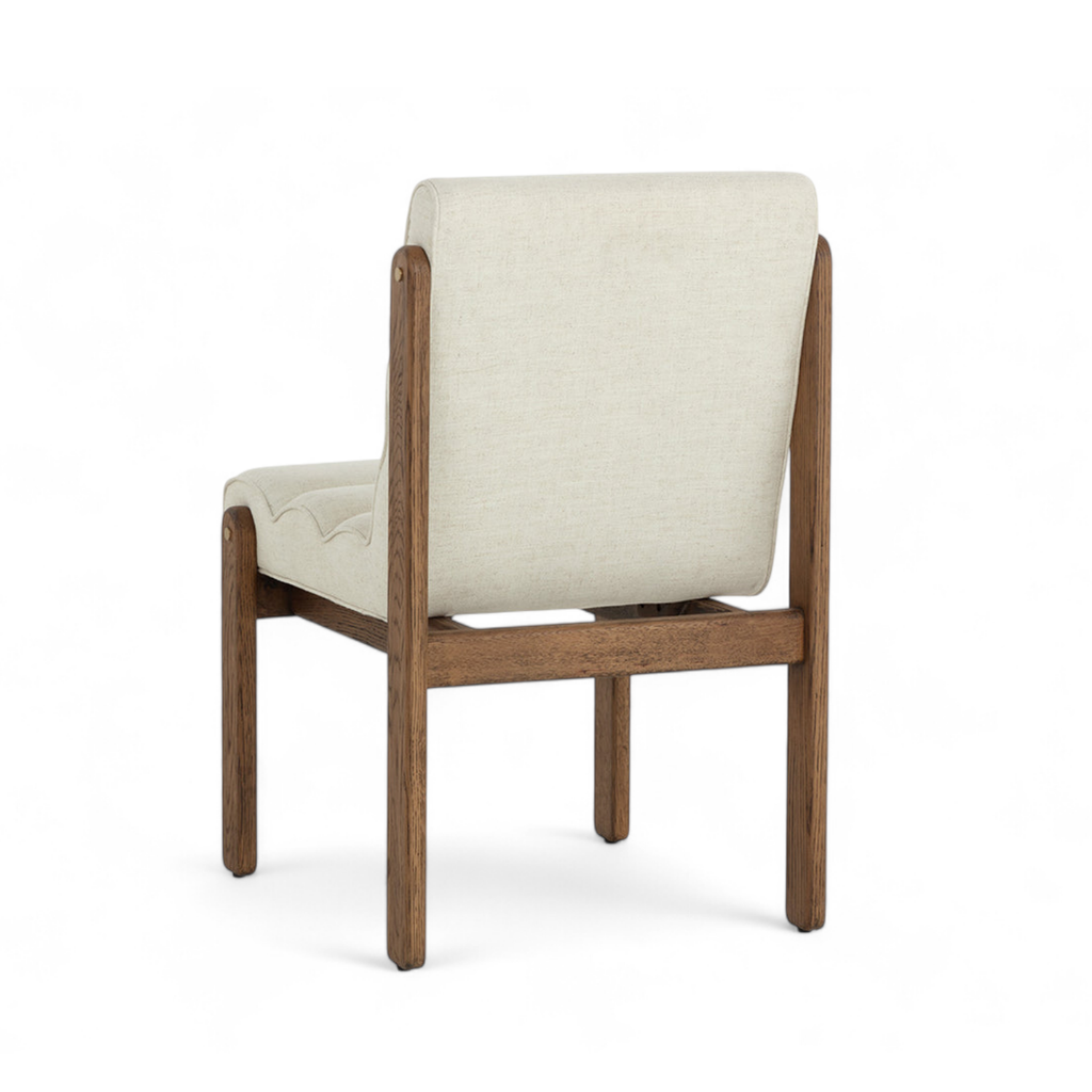 Mid-Century Oak Dining Chair with Sculptural, Upholstered