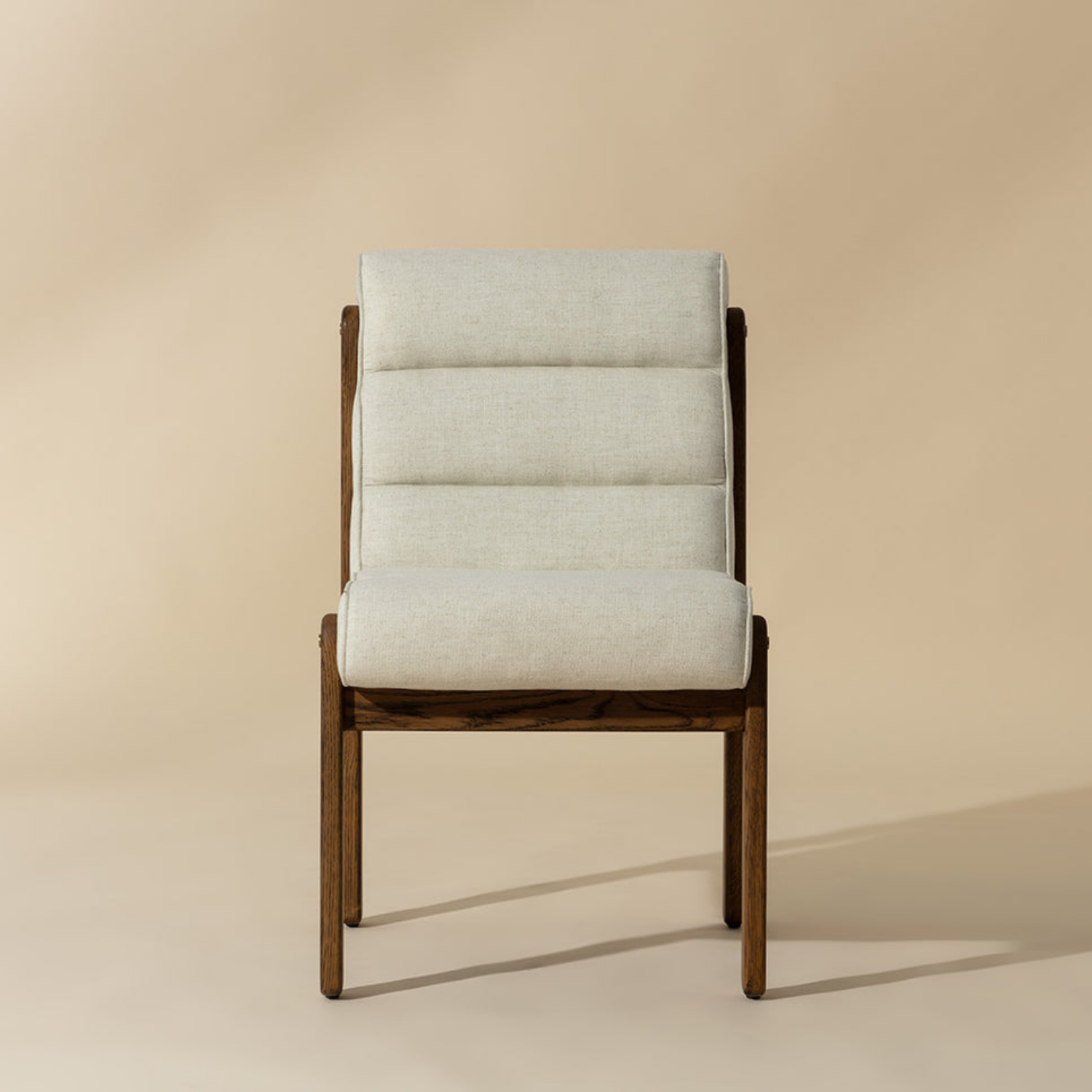 Mid-Century Oak Dining Chair with Sculptural, Upholstered