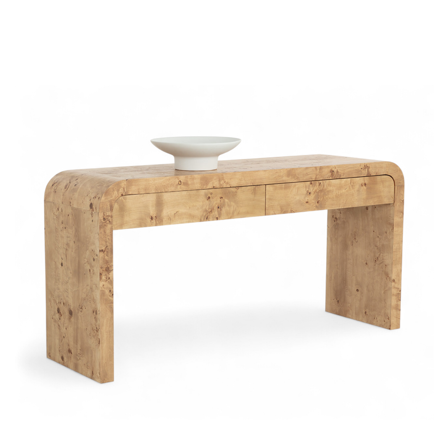 Modern Burl Wood Console Table with Handcrafted, Sculptural - Entryway