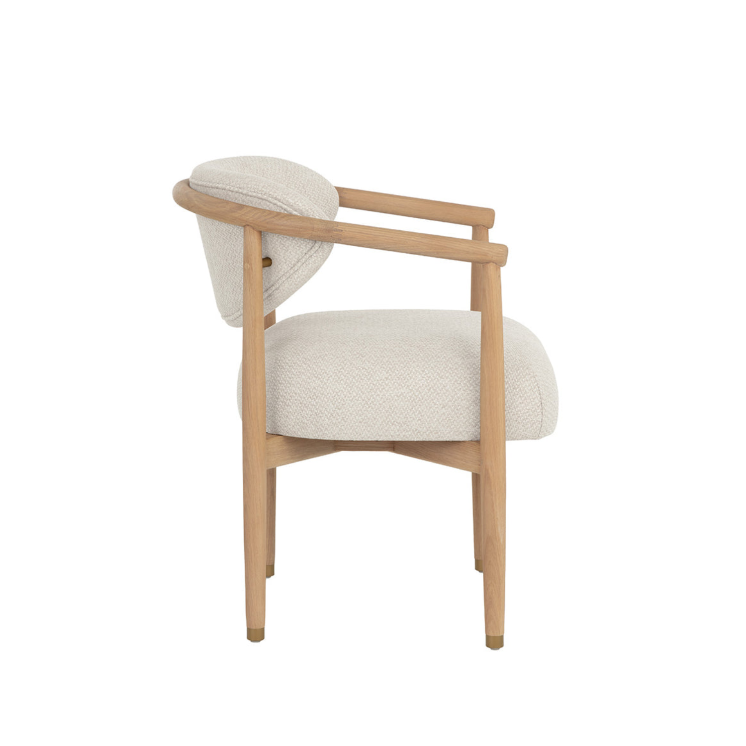 Farmhouse Oak Dining Chair with Sculptural, Round