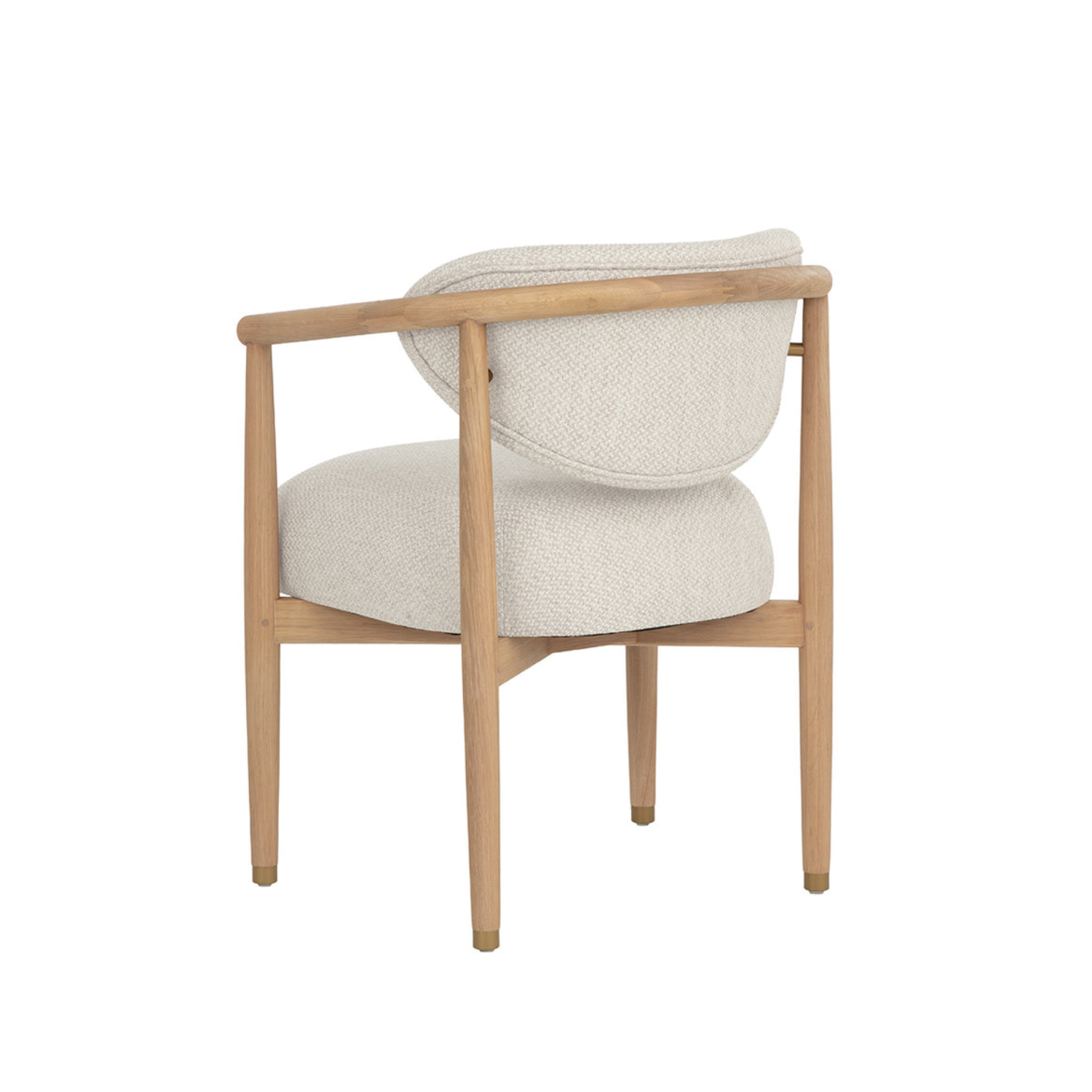 Farmhouse Oak Dining Chair with Sculptural, Round