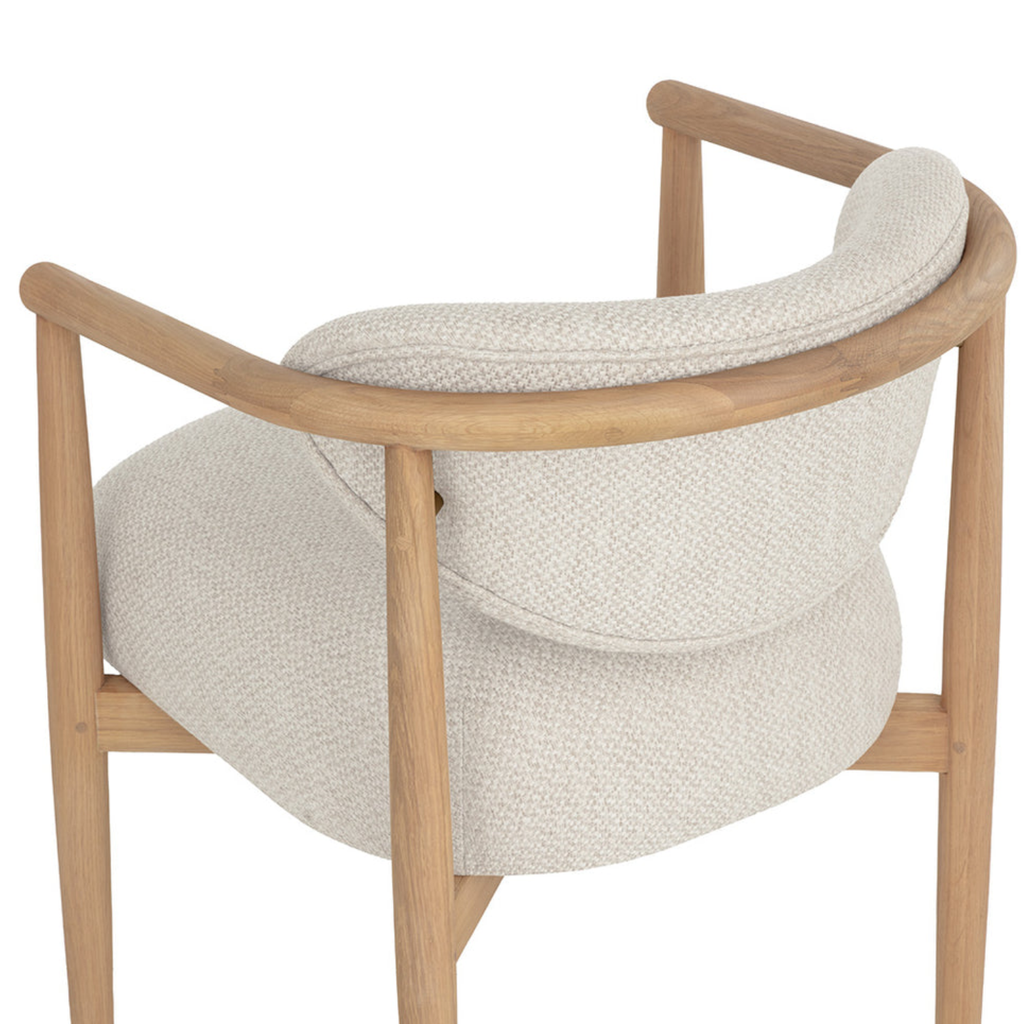 Farmhouse Oak Dining Chair with Sculptural, Round