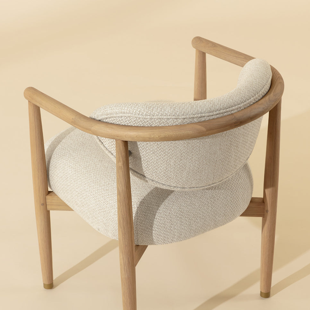 Farmhouse Oak Dining Chair with Sculptural, Round