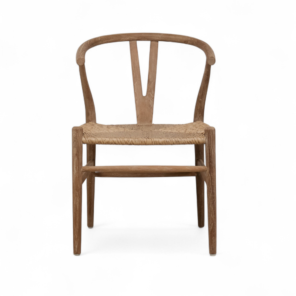 Mid-Century Teak Dining Chair with Sculptural, Woven - Patio