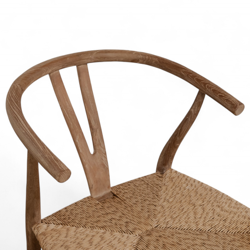 Mid-Century Teak Dining Chair with Sculptural, Woven - Patio