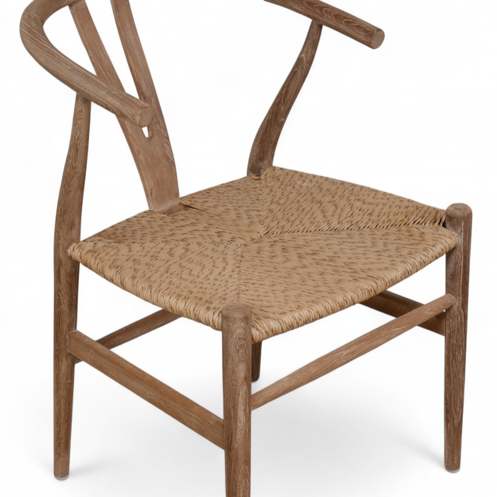 Mid-Century Teak Dining Chair with Sculptural, Woven - Patio