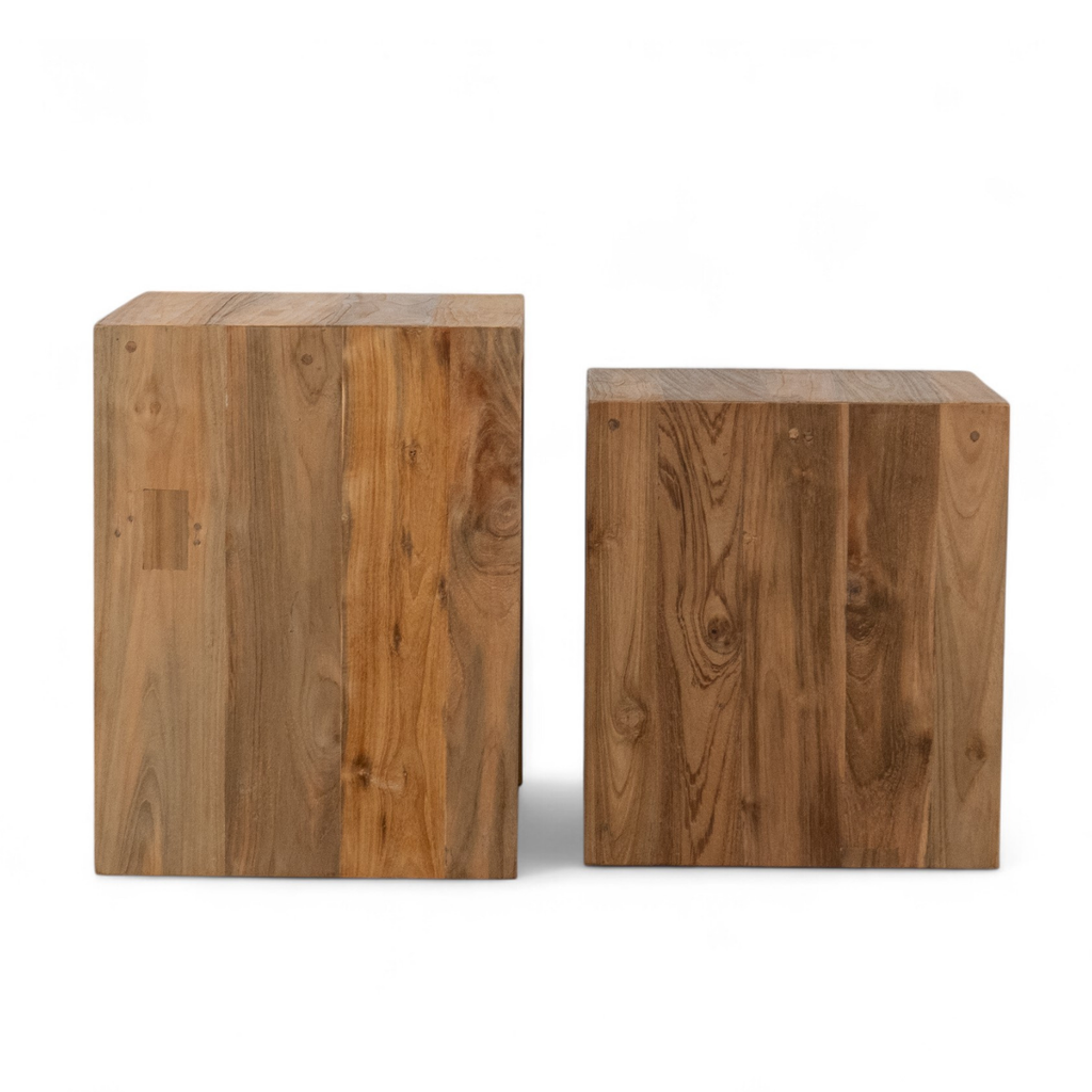 Rustic Teak Side Table with Nesting, Reclaimed