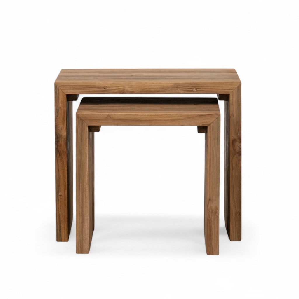 Rustic Teak Side Table with Nesting, Reclaimed