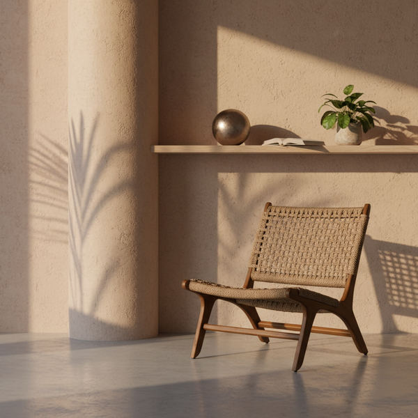 Fauteuil de jardin rustique en teck tressé - Extérieur