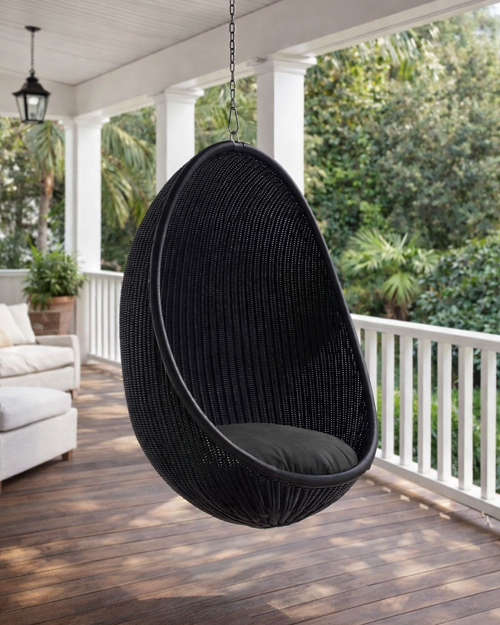 Coastal Rattan Outdoor Hanging Chair with Round - Patio