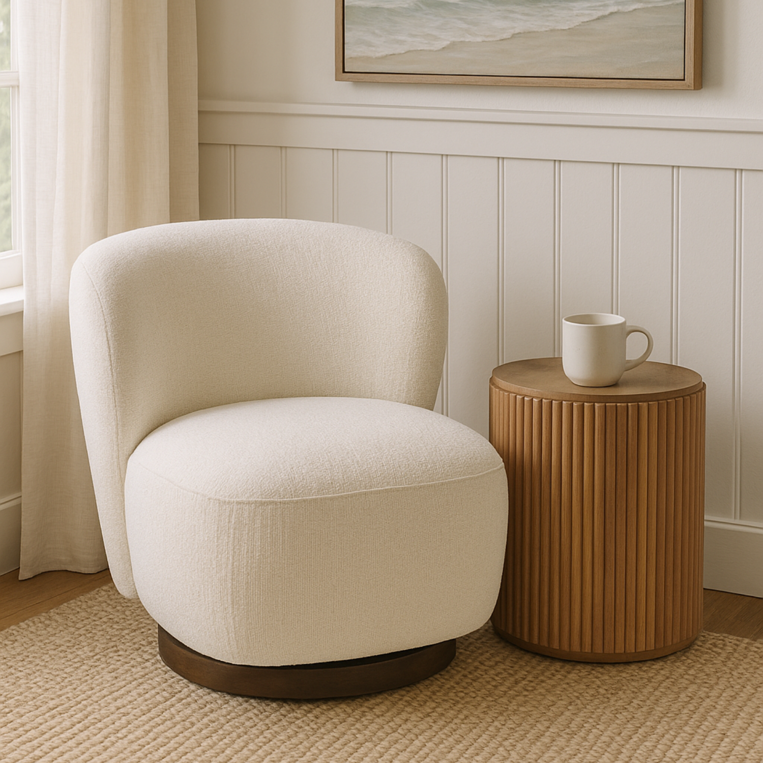Modern Lounge Chair with Upholstered, Swivel - Living Room