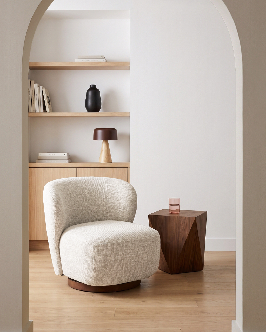 Modern Lounge Chair with Sculptural, Upholstered