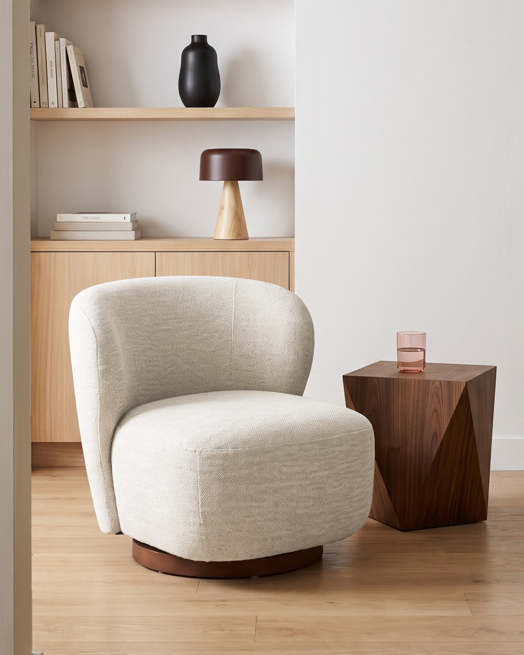Modern Lounge Chair with Sculptural, Upholstered