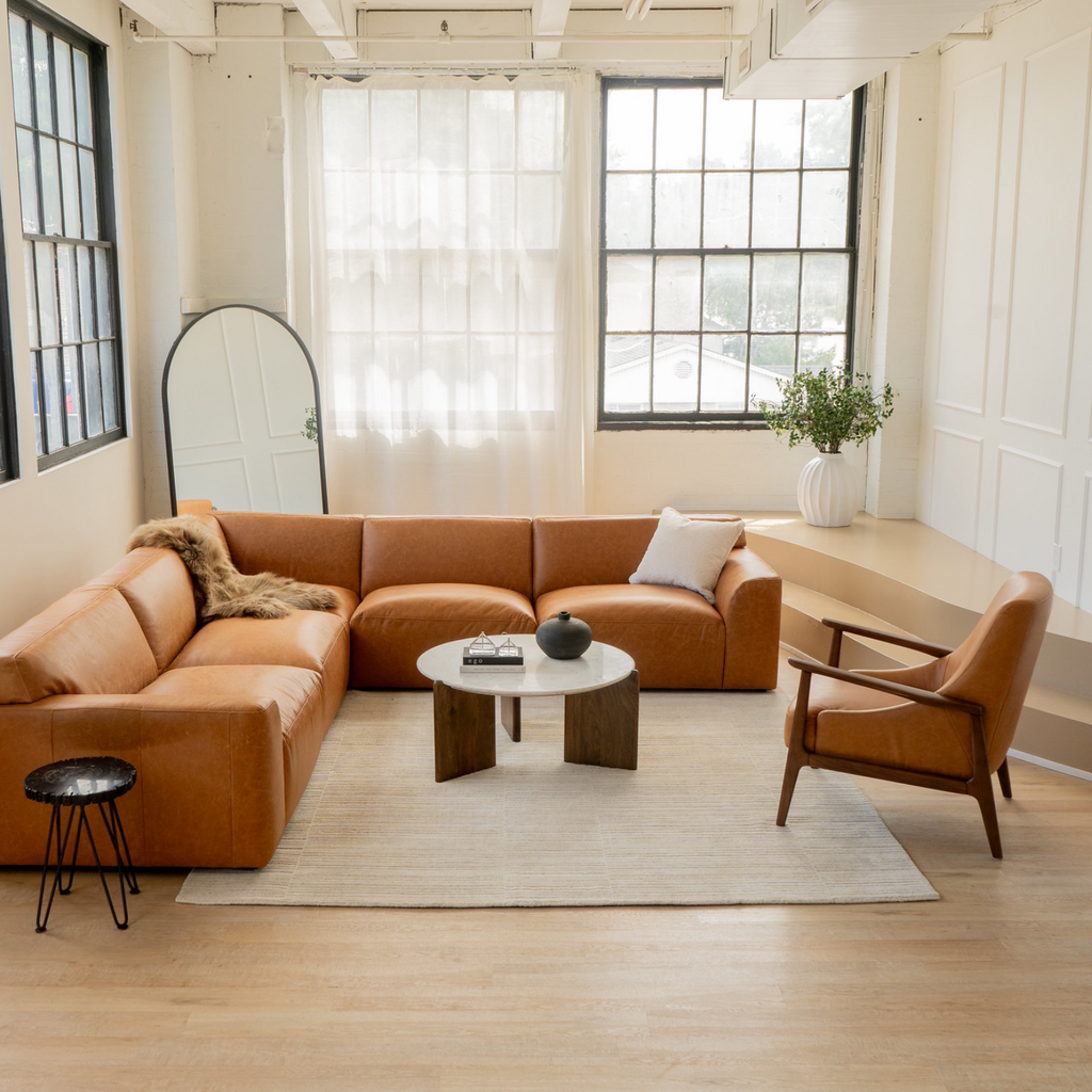 Mid-Century Leather Lounge Chair | Distressed Finish