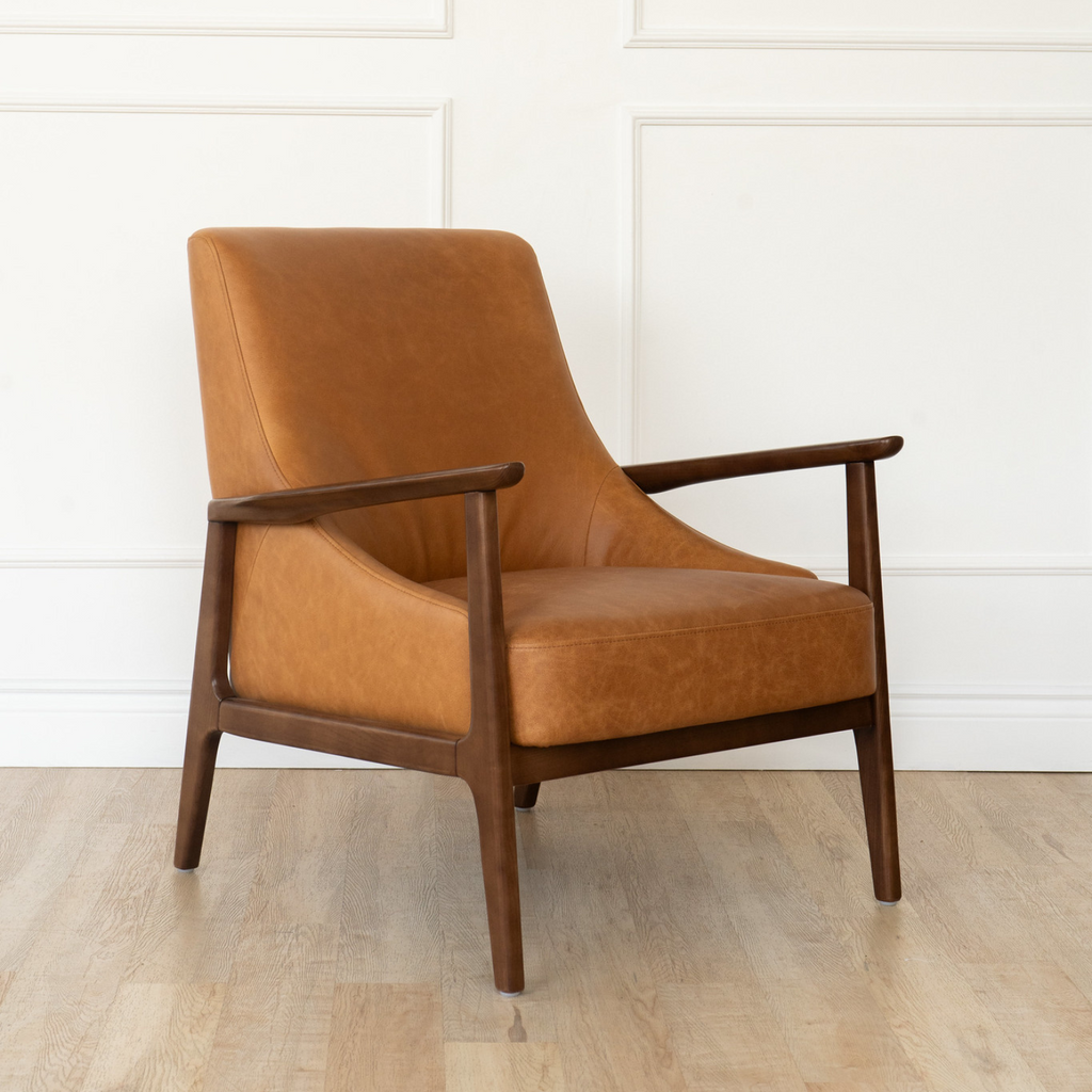 Mid-Century Leather Lounge Chair | Distressed Finish
