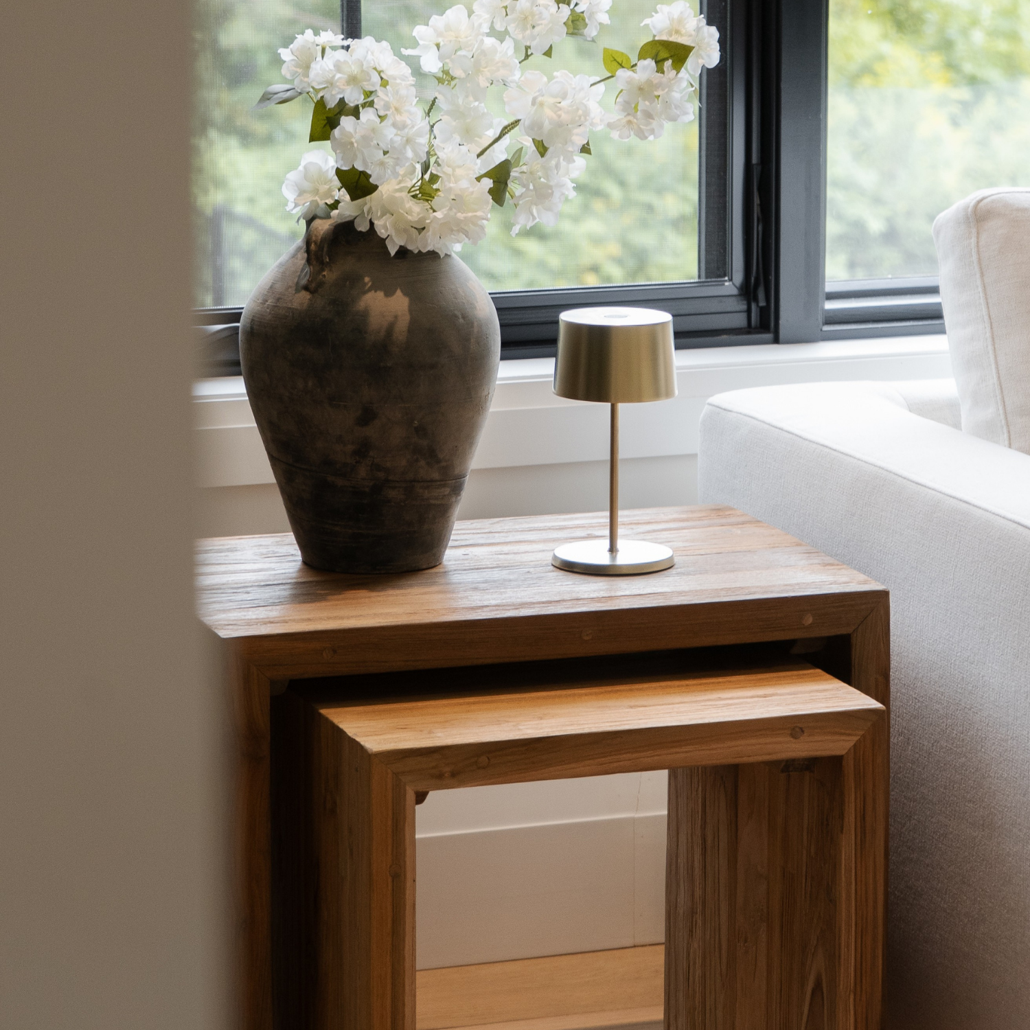 Rustic Teak Side Table with Nesting, Reclaimed