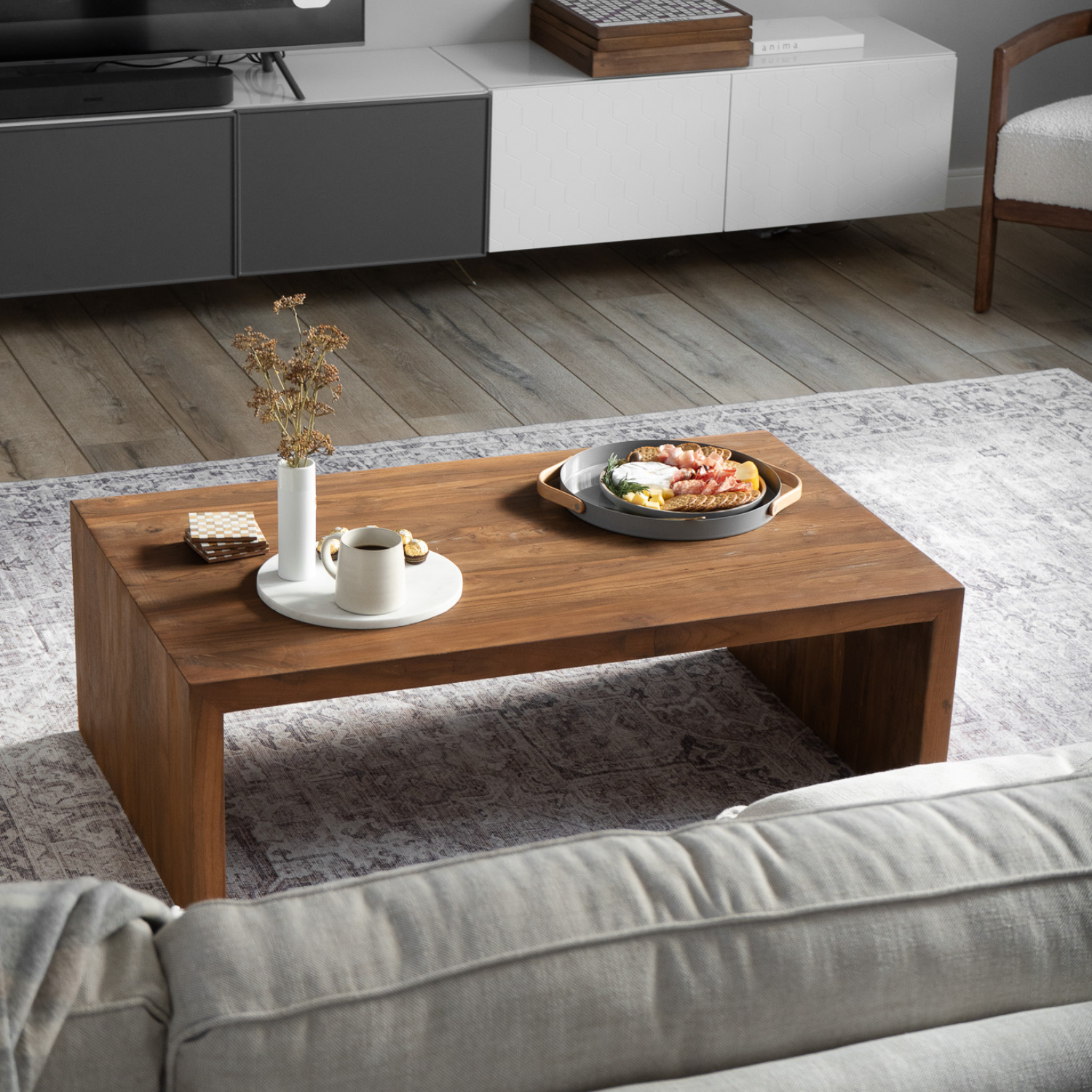 Rustic Teak Coffee Table with Rectangular