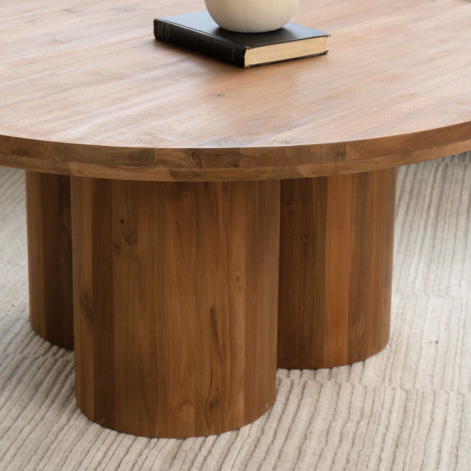 Modern Teak Coffee Table with Round - Living Room | 39"