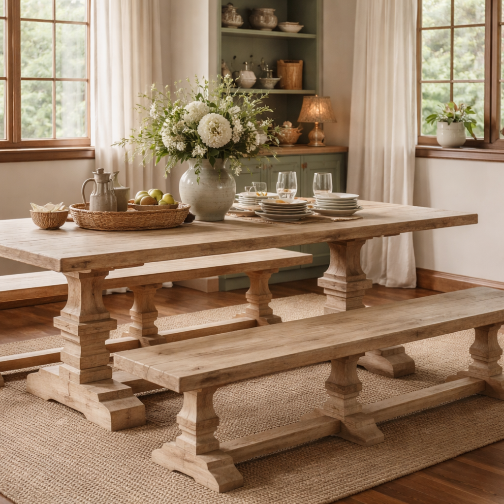 Rustic Teak Dining Bench with Reclaimed - Dining Room | 96"