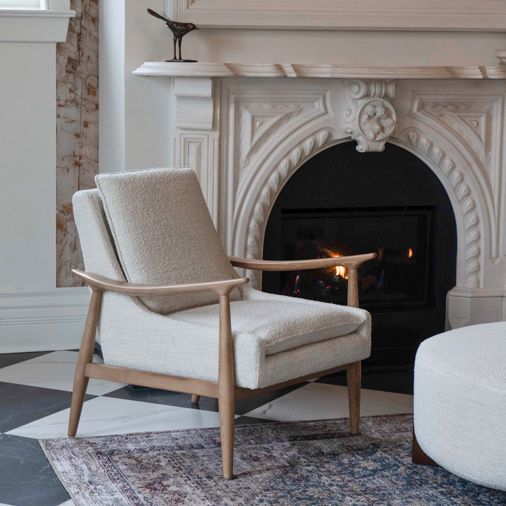Mid-Century Lounge Chair with Upholstered