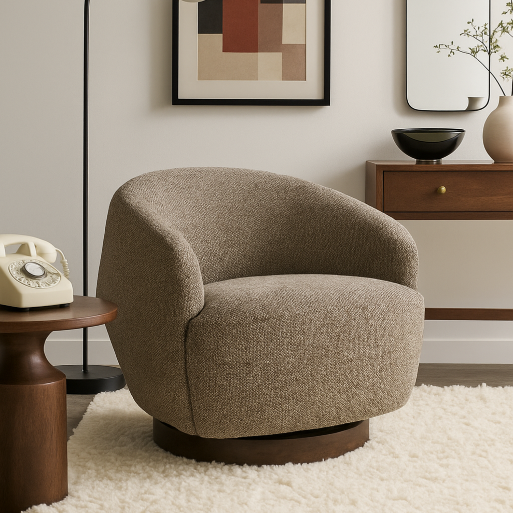 Modern Lounge Chair with Sculptural, Woven - Living Room